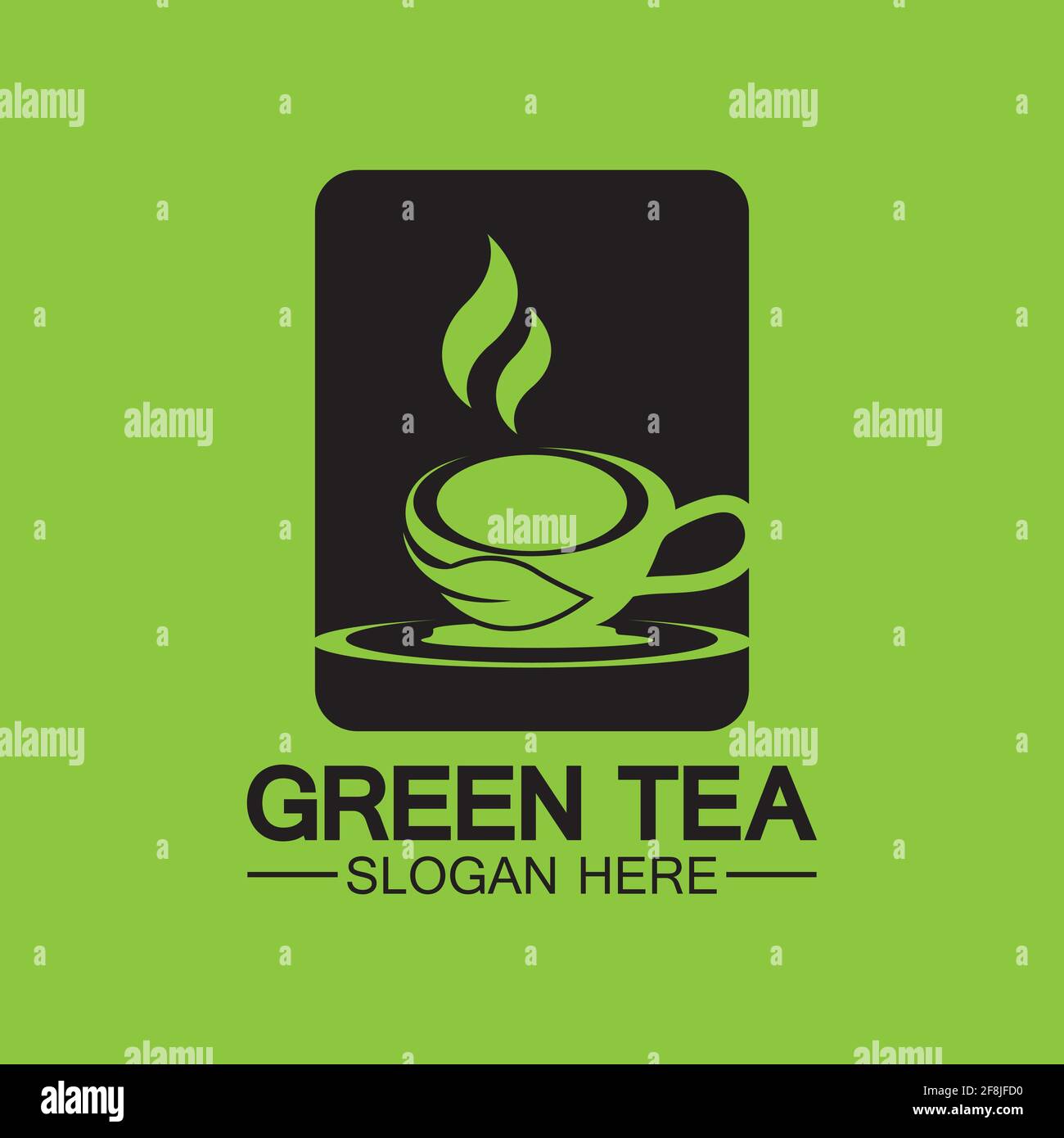 Tea cup logo vector design.Green tea vector logo template. Stock Vector