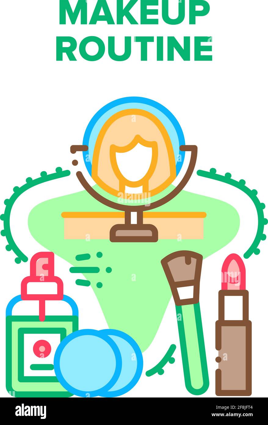 Makeup Routine Vector Concept Color Illustration Stock Vector Image ...