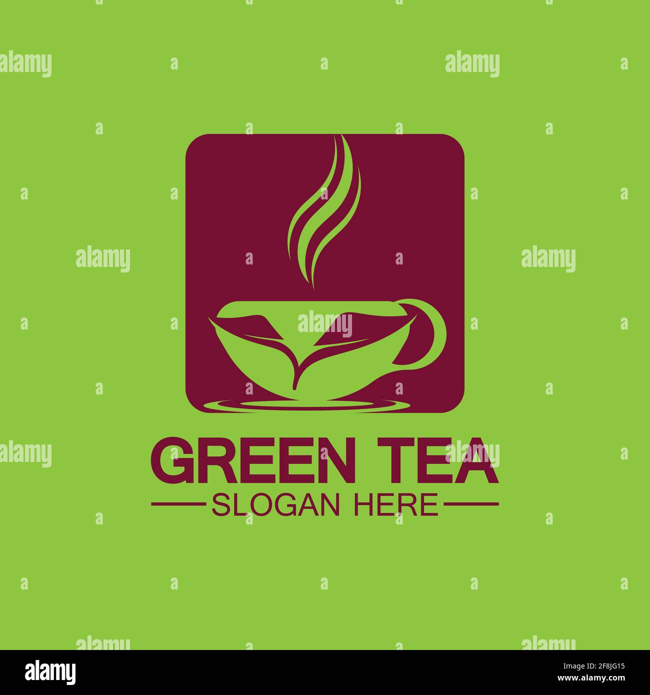 Tea cup logo vector design.Green tea vector logo template. Stock Vector