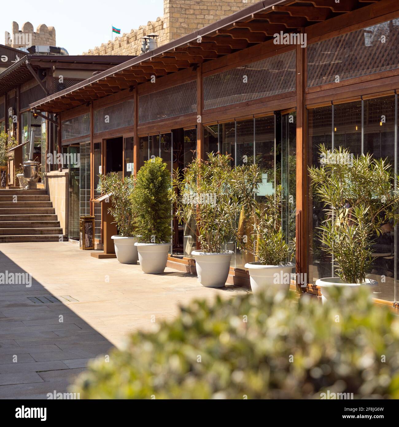 Green restaurant exterior view Stock Photo - Alamy