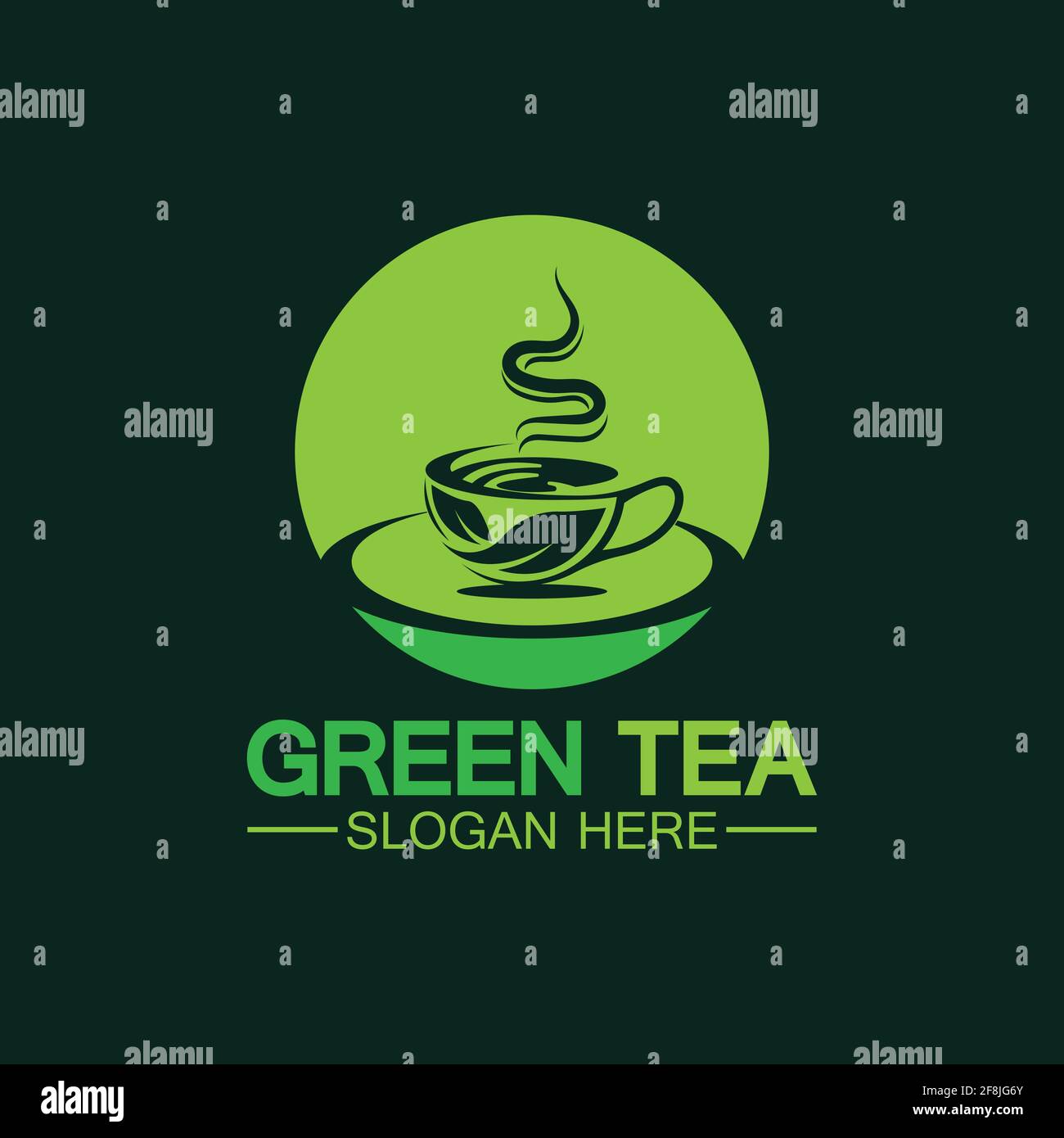 Tea cup logo vector design.Green tea vector logo template Stock Vector Image & Art Alamy