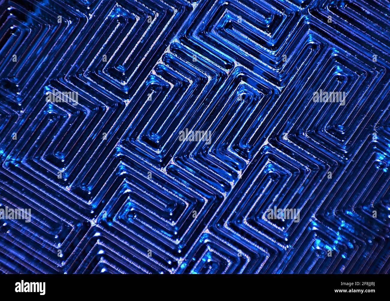 View of maze pattern abstract blue background Stock Photo