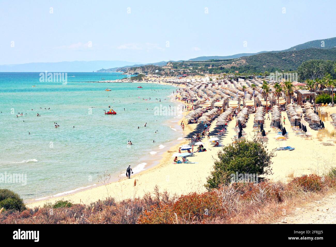 Ammolofoi beach is the most popular and most beautiful beach of northern Greece. Located at about 1km from Nea Peramos, near Kavala. Stock Photo