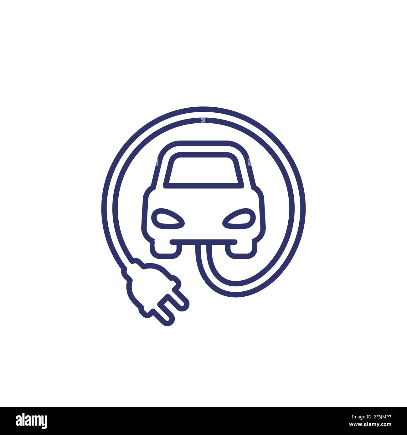 Electric Car With Plug Line Icon Stock Vector Image Art Alamy