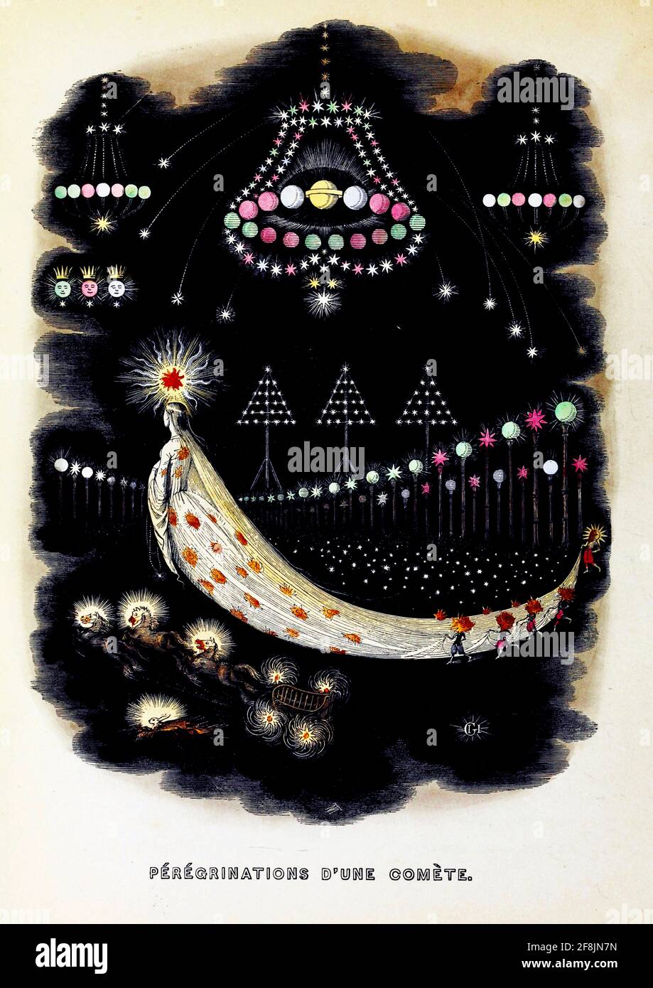 J J Grandville artwork entitled The Wanderings of a Comet. Stock Photo