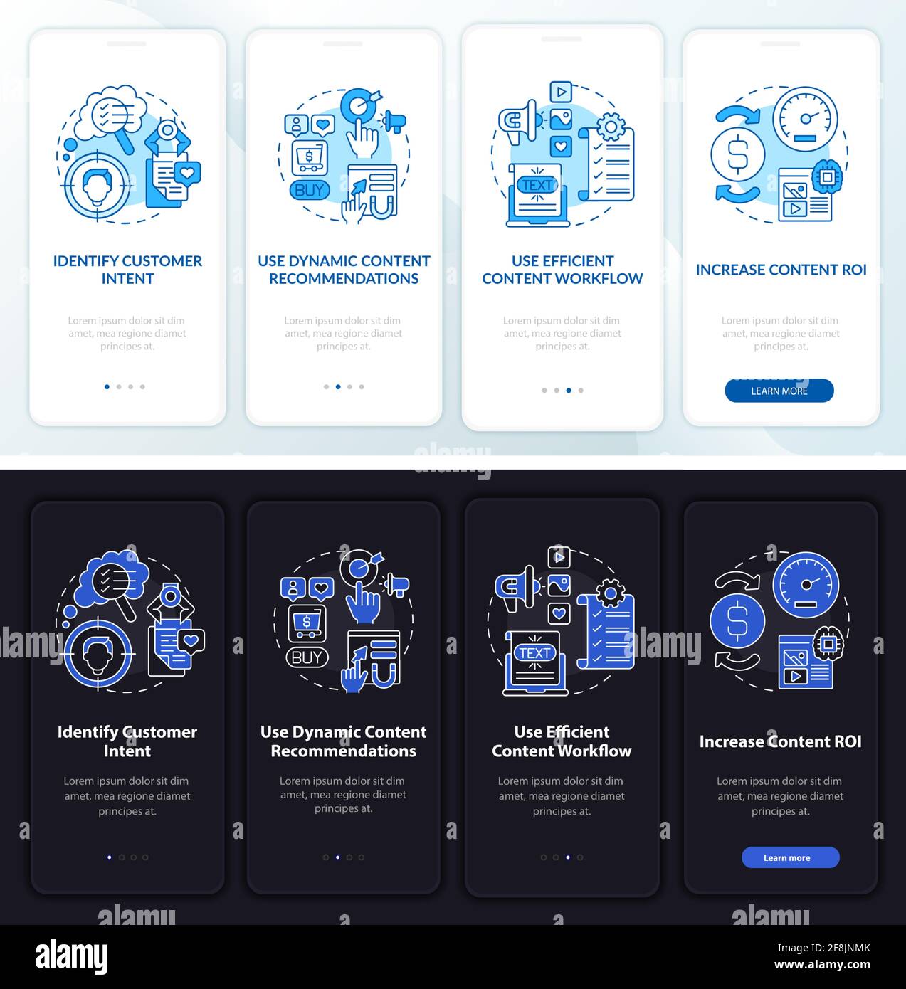 Smart content tips onboarding vector template Stock Vector