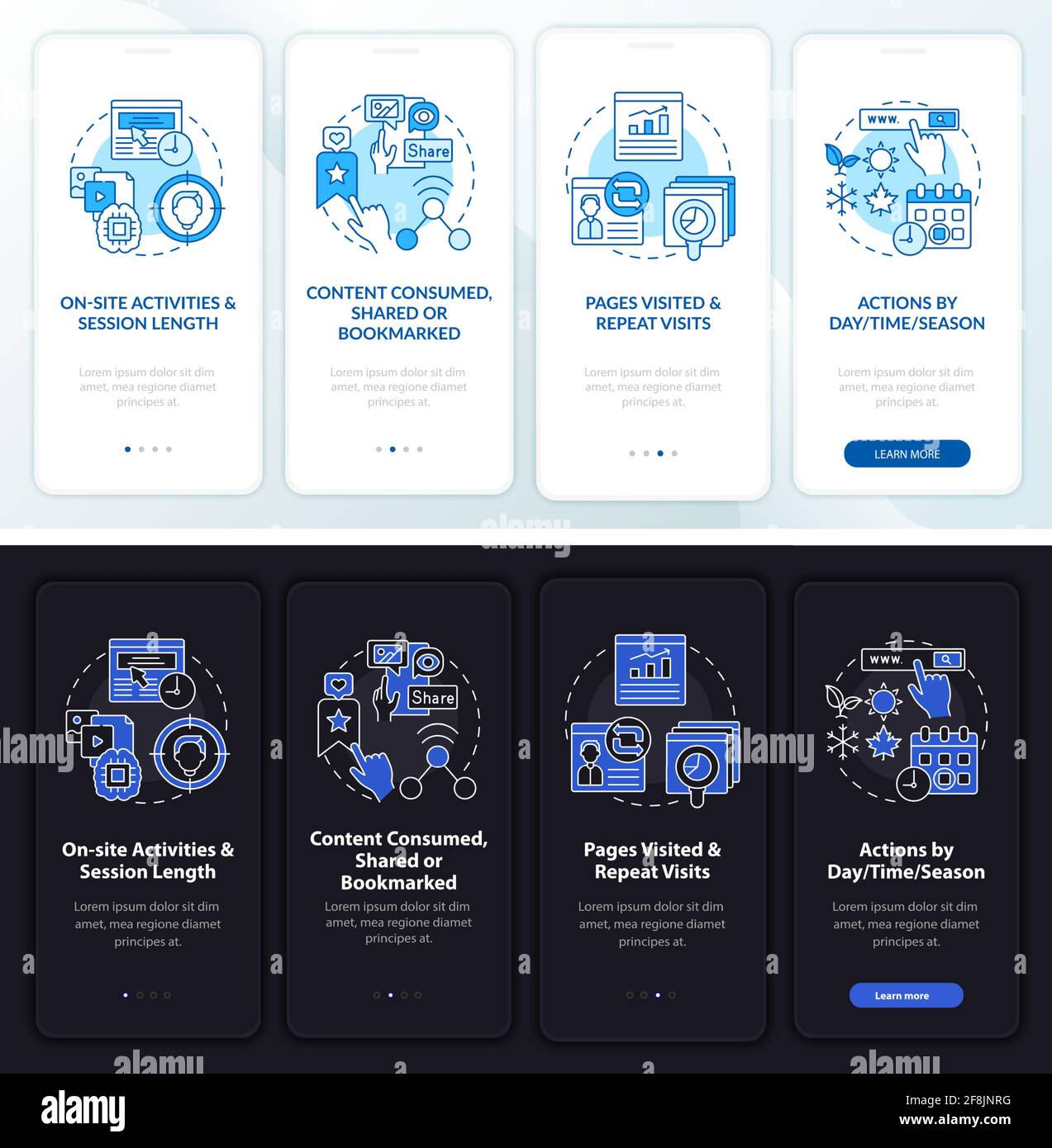 User behaviour analysis onboarding vector template Stock Vector