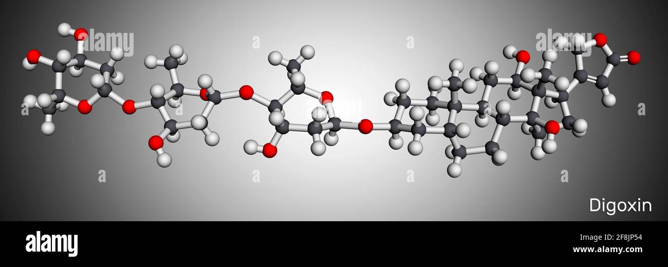 Digoxin, molecule. It is cardiac glycoside, cardiovascular medication