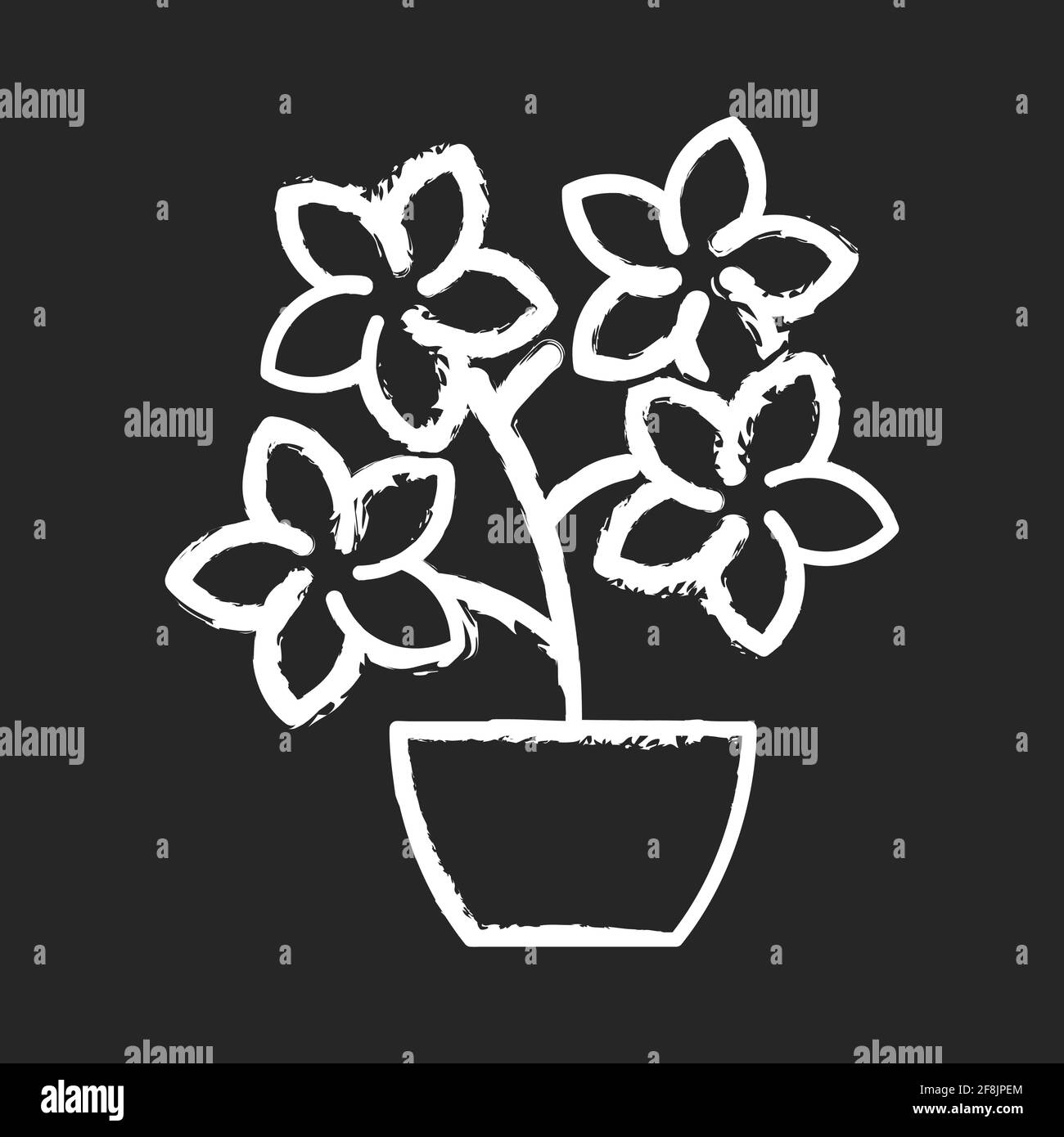 Flowering tree shrubs chalk white icon on black background Stock Vector ...