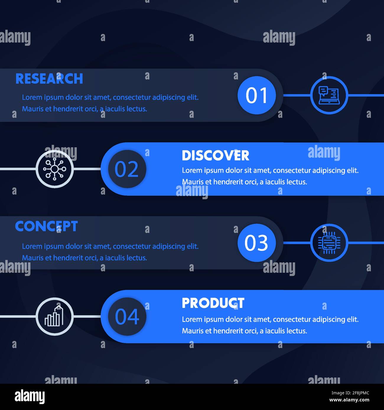 1, 2, 3, 4 steps, timeline, infographics design Stock Vector