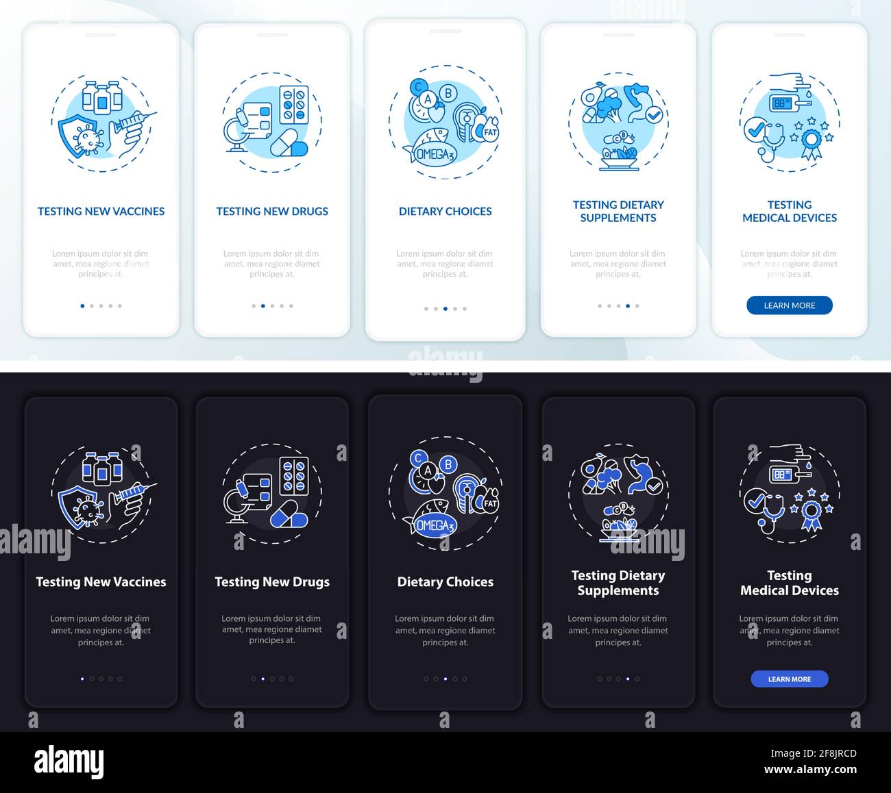 Study types onboarding mobile app page screen with concepts Stock ...