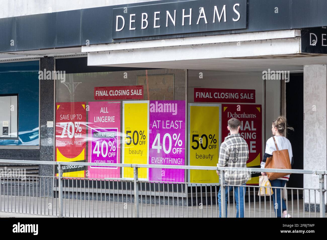 Debenhams store final closing down sale, Guildford, Surrey, UK, April 2021 Stock Photo Alamy