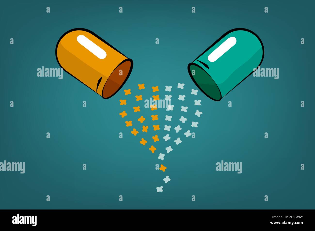 Medicine in capsules, shape of heart illustration  Stock Vector