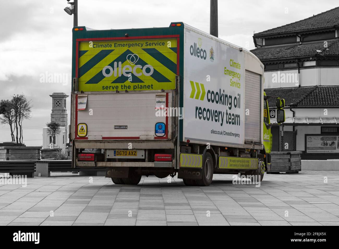 Food waste recovery truck at Pier Approach, Bournemouth, Dorset UK in