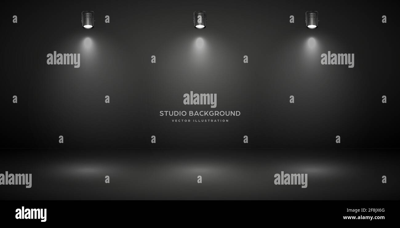 Empty gray studio abstract background with spotlights. Product showcase ...