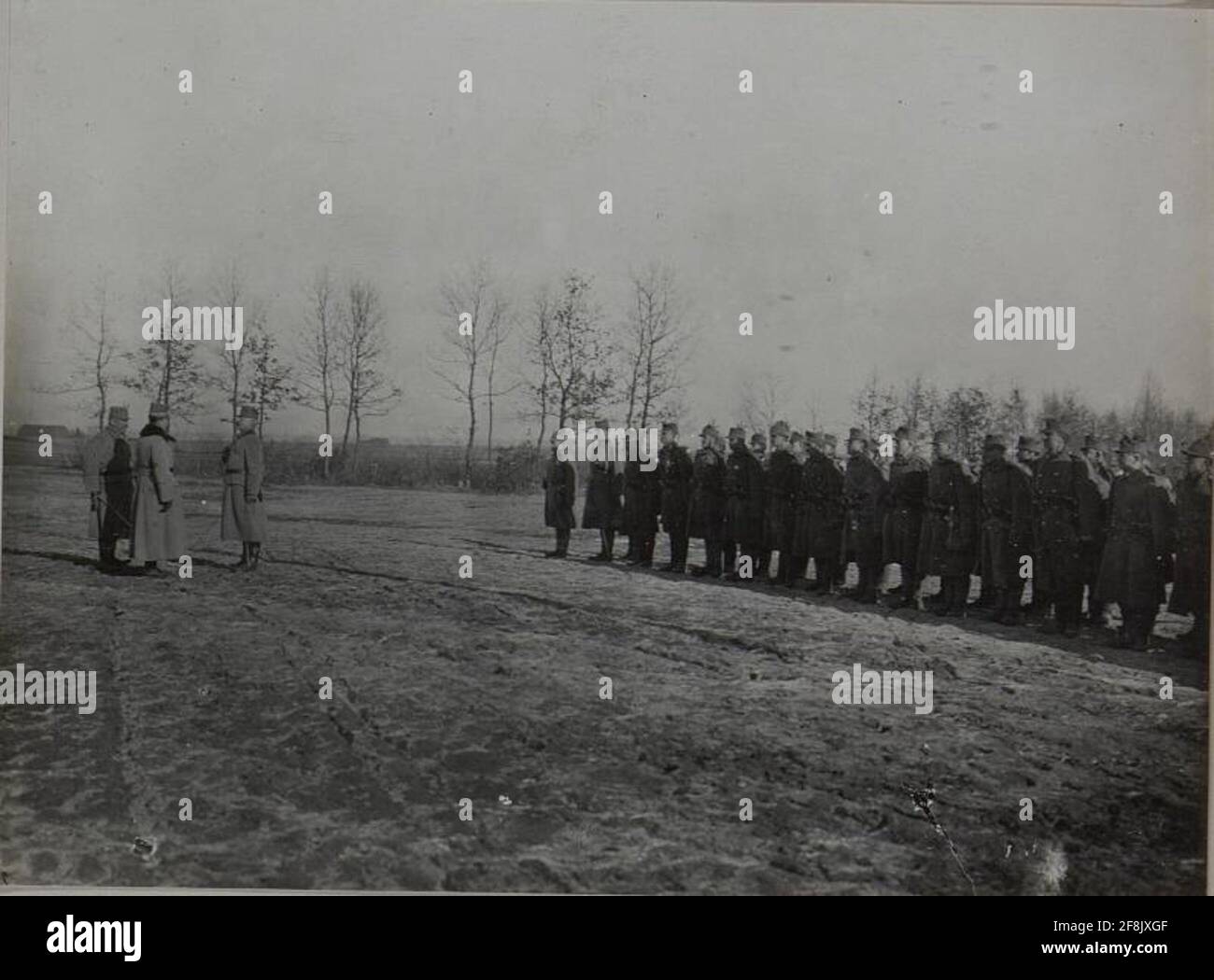 Inspection of the 90th Infantry Regiment by Archduke Karl, which receives the announcement of the commander of the 3rd battalion, February 1916. Stock Photo