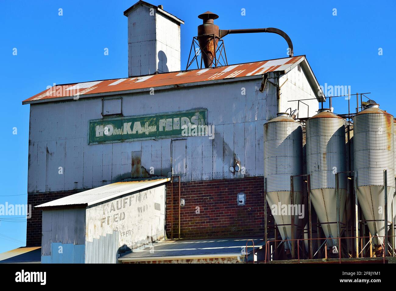 Waterman, Illinois, USA. An old, venerable grain elevator and farming
