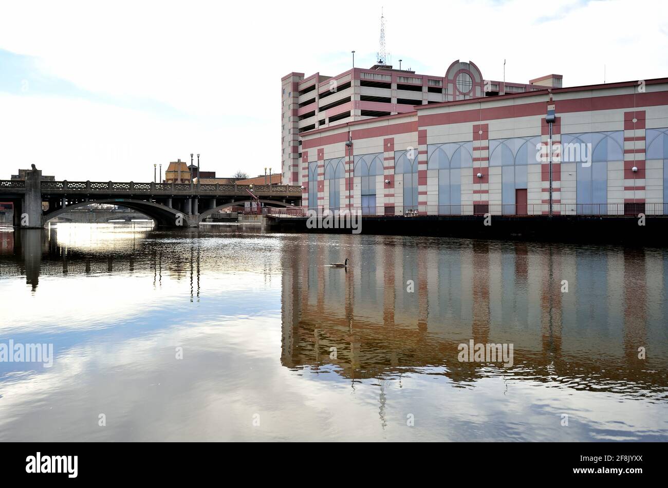 Aurora, Illinois, USA. The Hollywood Casino on the shore of the Fox River. Stock Photo