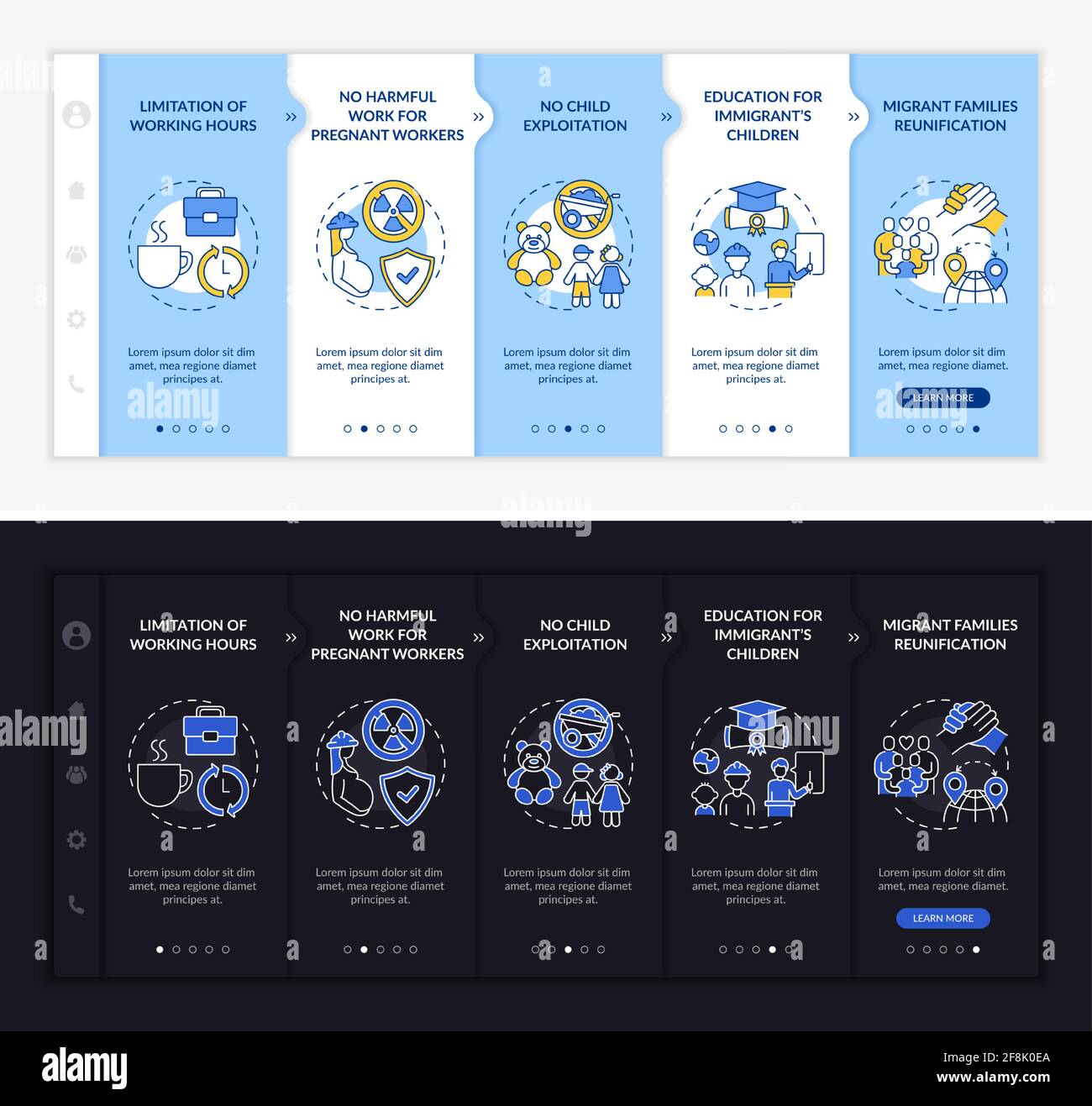 Immigrant workers rights onboarding vector template Stock Vector