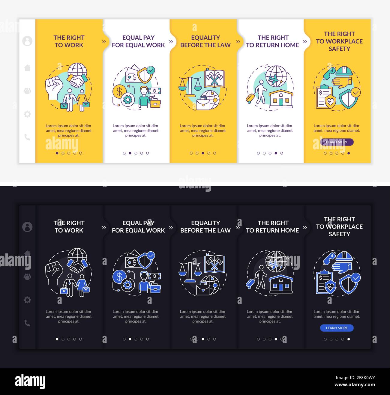 Migrant workers rights onboarding vector template Stock Vector