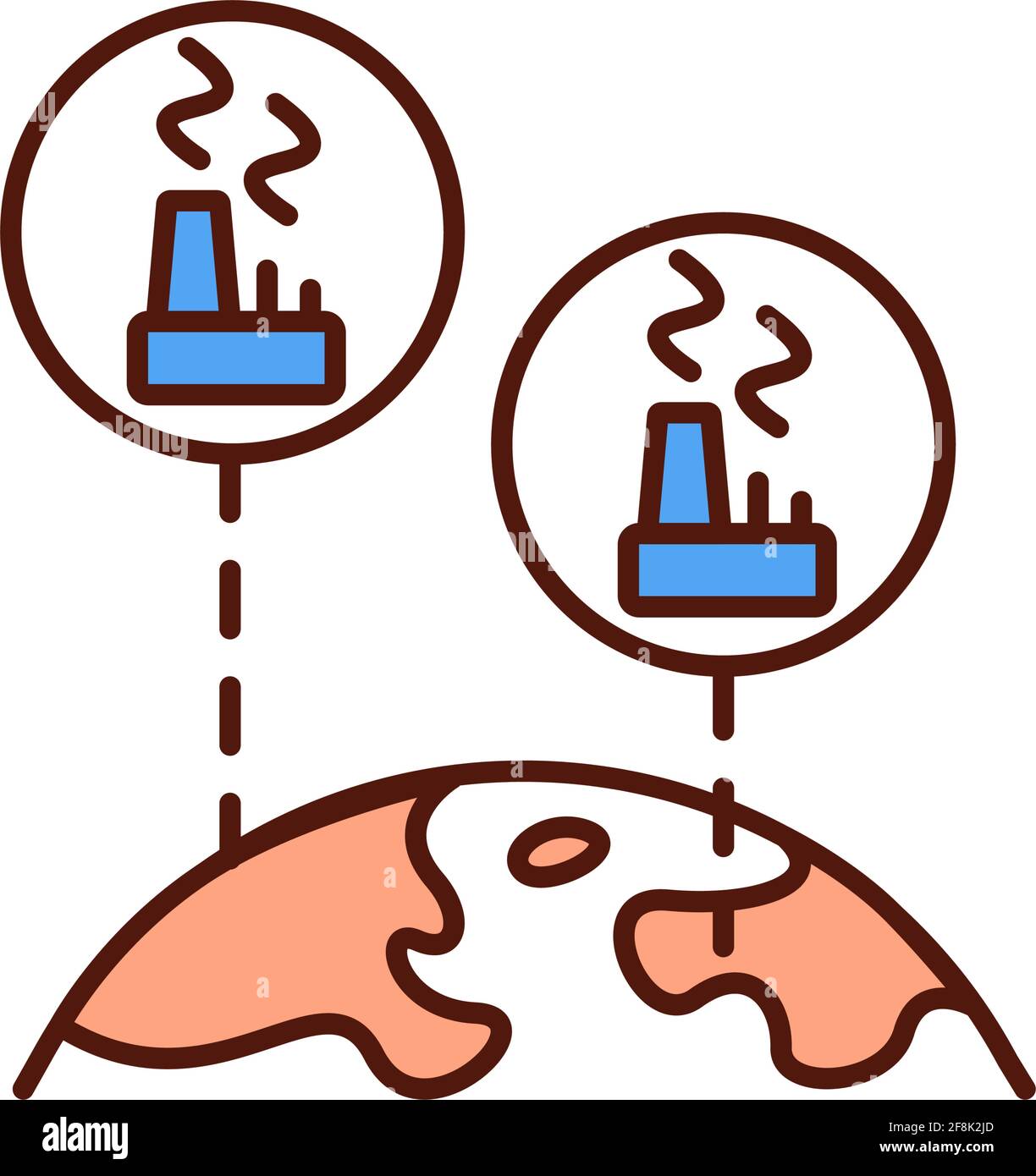 Factories network RGB color icon Stock Vector