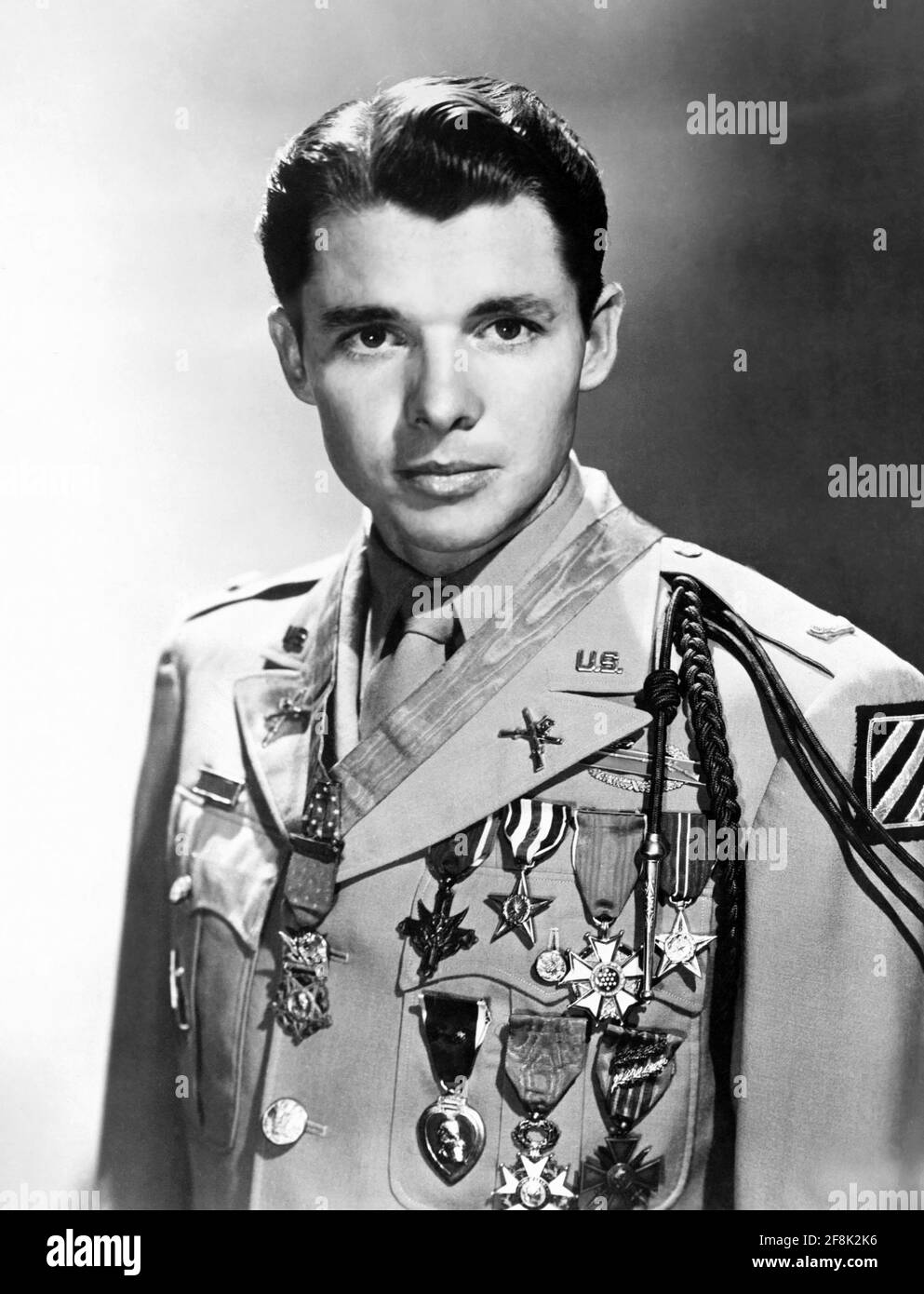 Audie Murphy. Portrait of the American soldier and actor, Audie Leon Murphy (1925-1971), U. S. Army publicity photo, 1948 Stock Photo