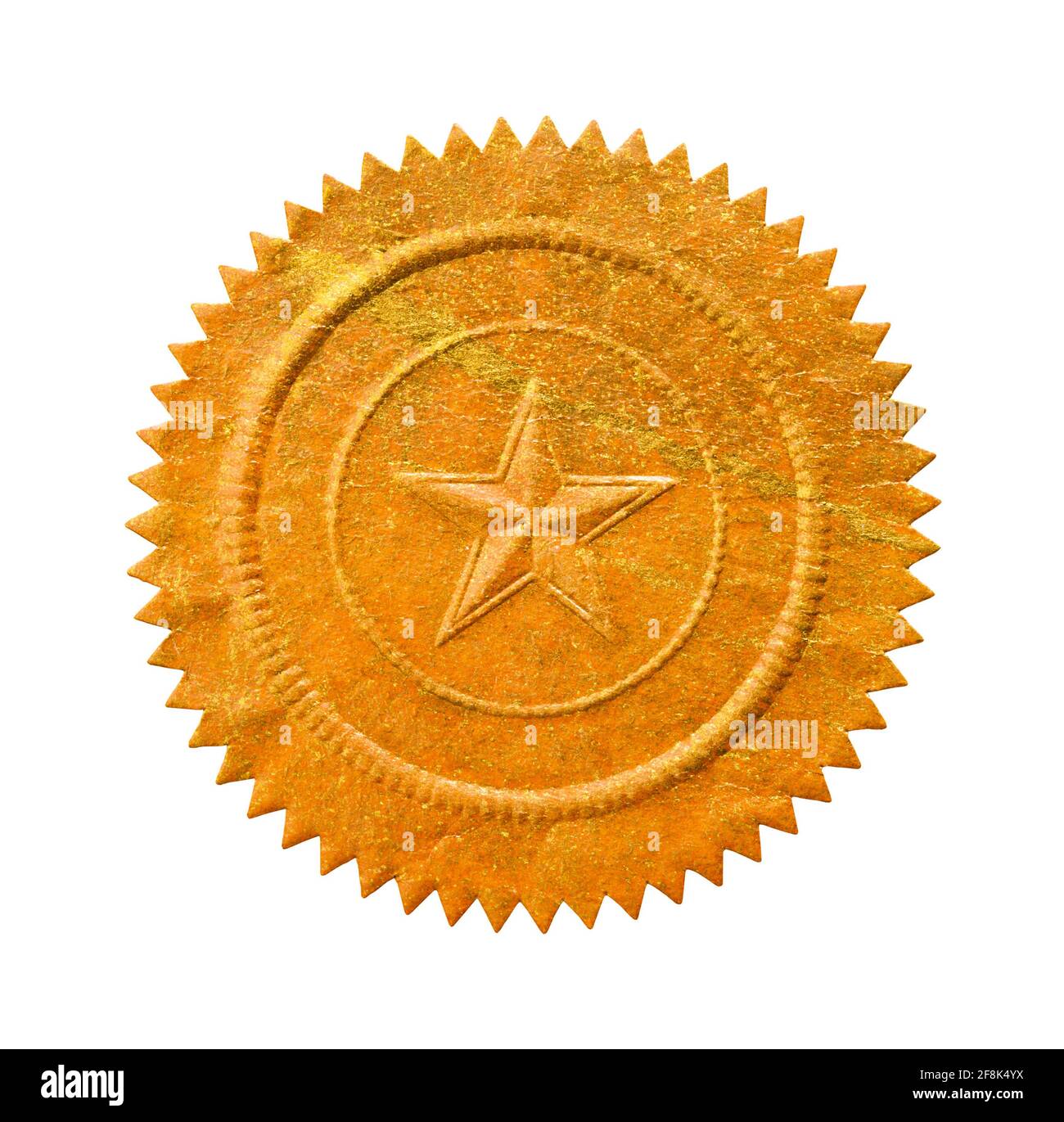 Vintage Gold Seal With Star Cut Out. Stock Photo