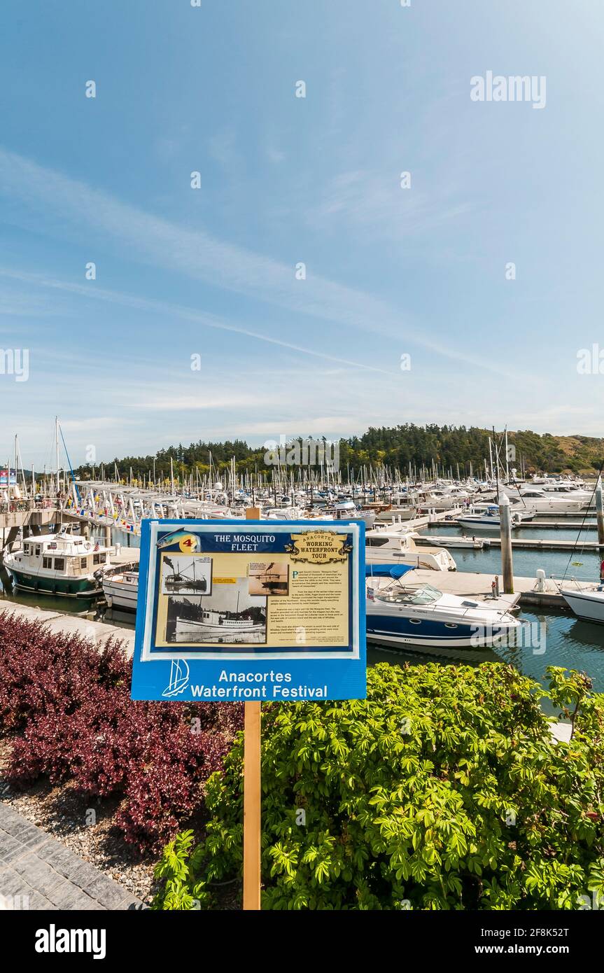 A sign celebrating the "Mosquito Fleet" and the Anacortes Waterfront