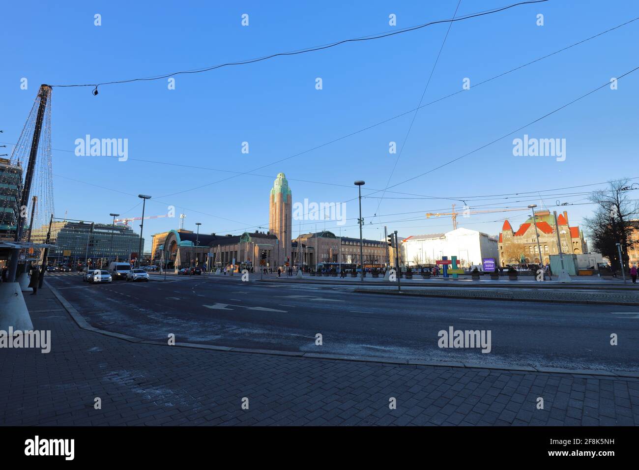 FINLAND, HELSINKI - JANUARY 04, 2020: Helsinki Railway Square Stock Photo