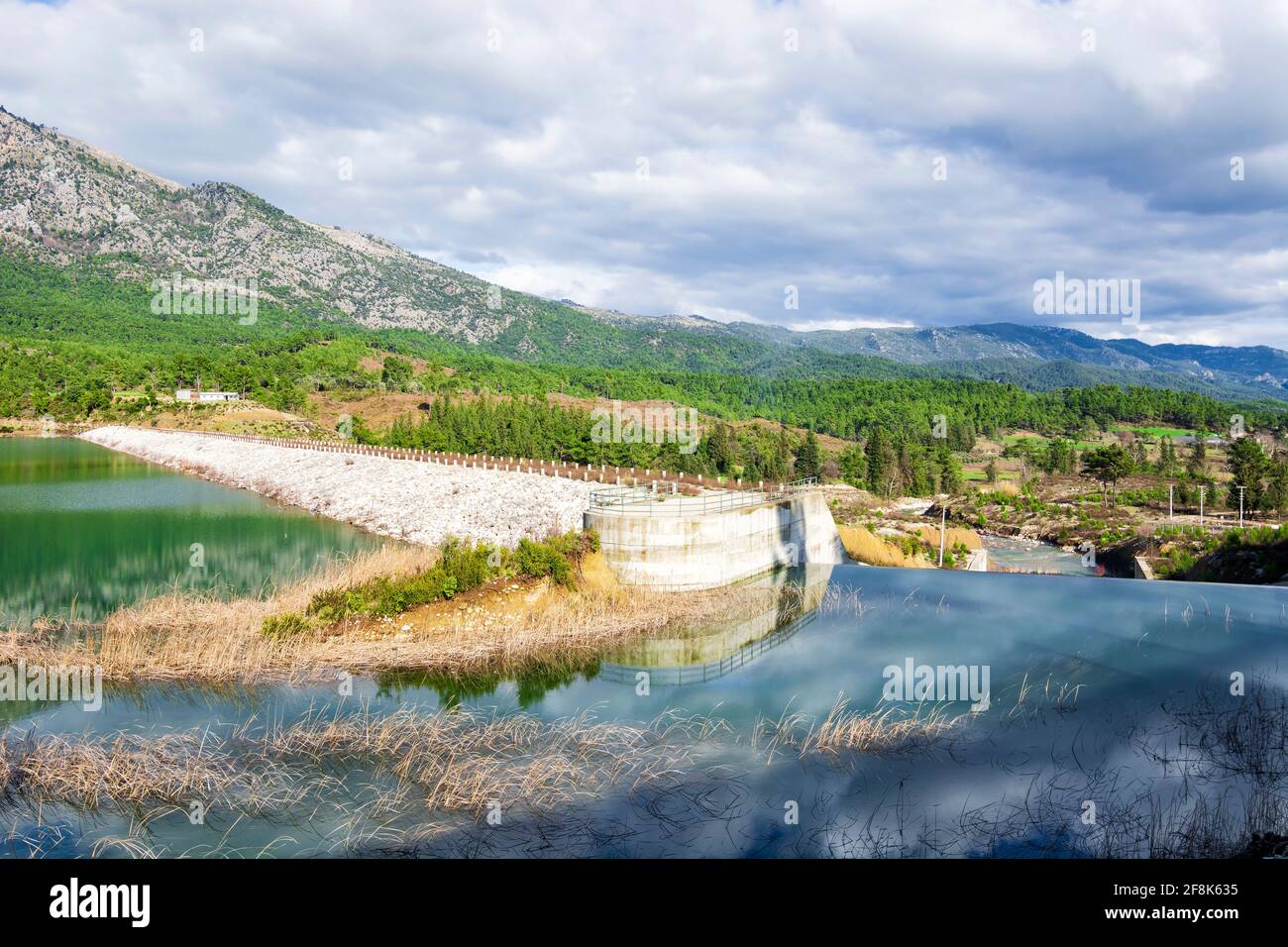 Picturesque dam on a river Stock Photo