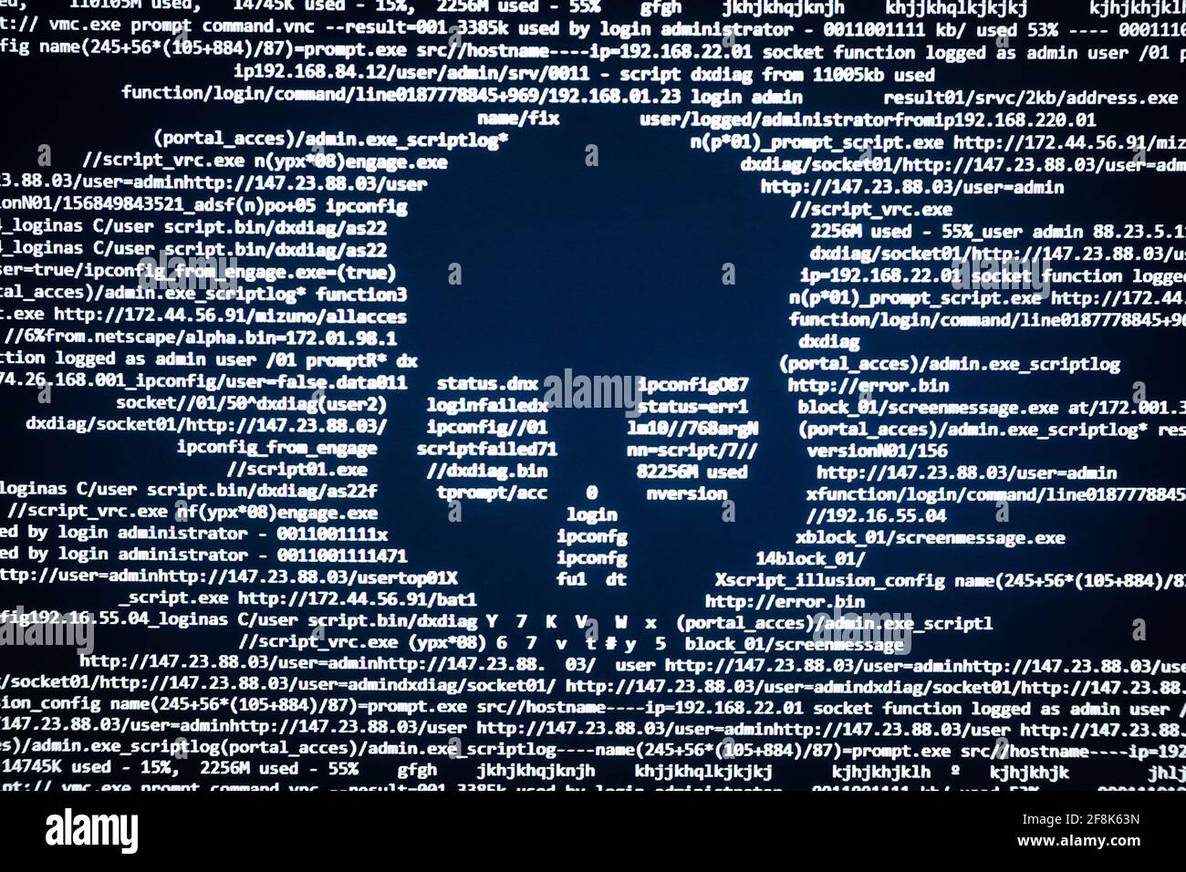 Hacker attack message in computer Stock Photo
