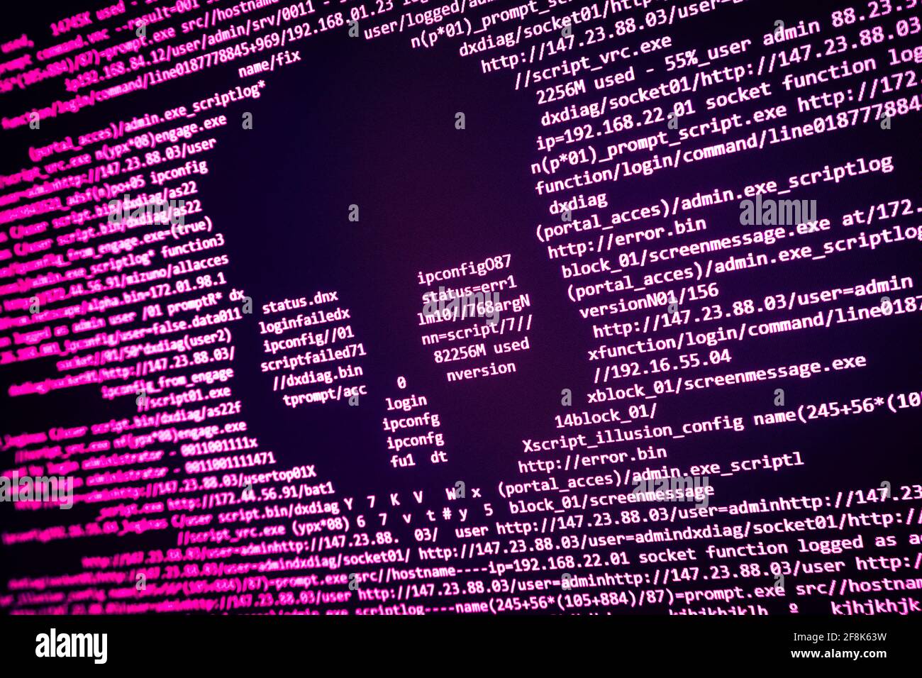 Hacker attack message in computer Stock Photo