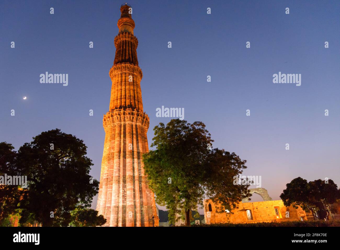 Silhouette of Qutub Minar a highest minaret in India standing 73 m tall