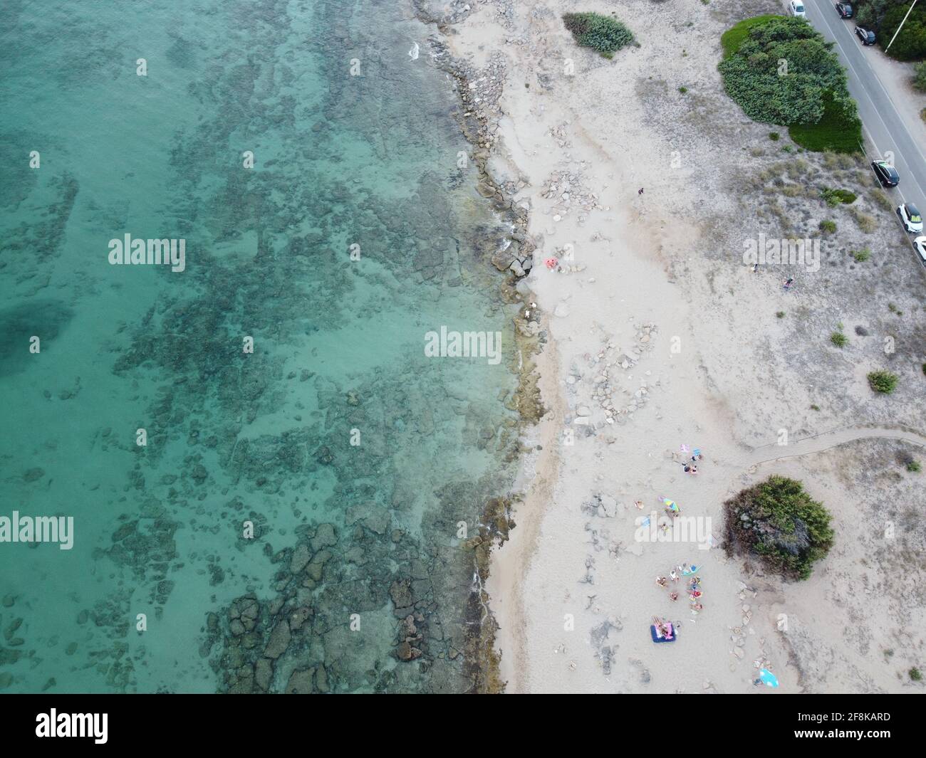 Aerial view of turquoise sea water at the beach Stock Photo - Alamy