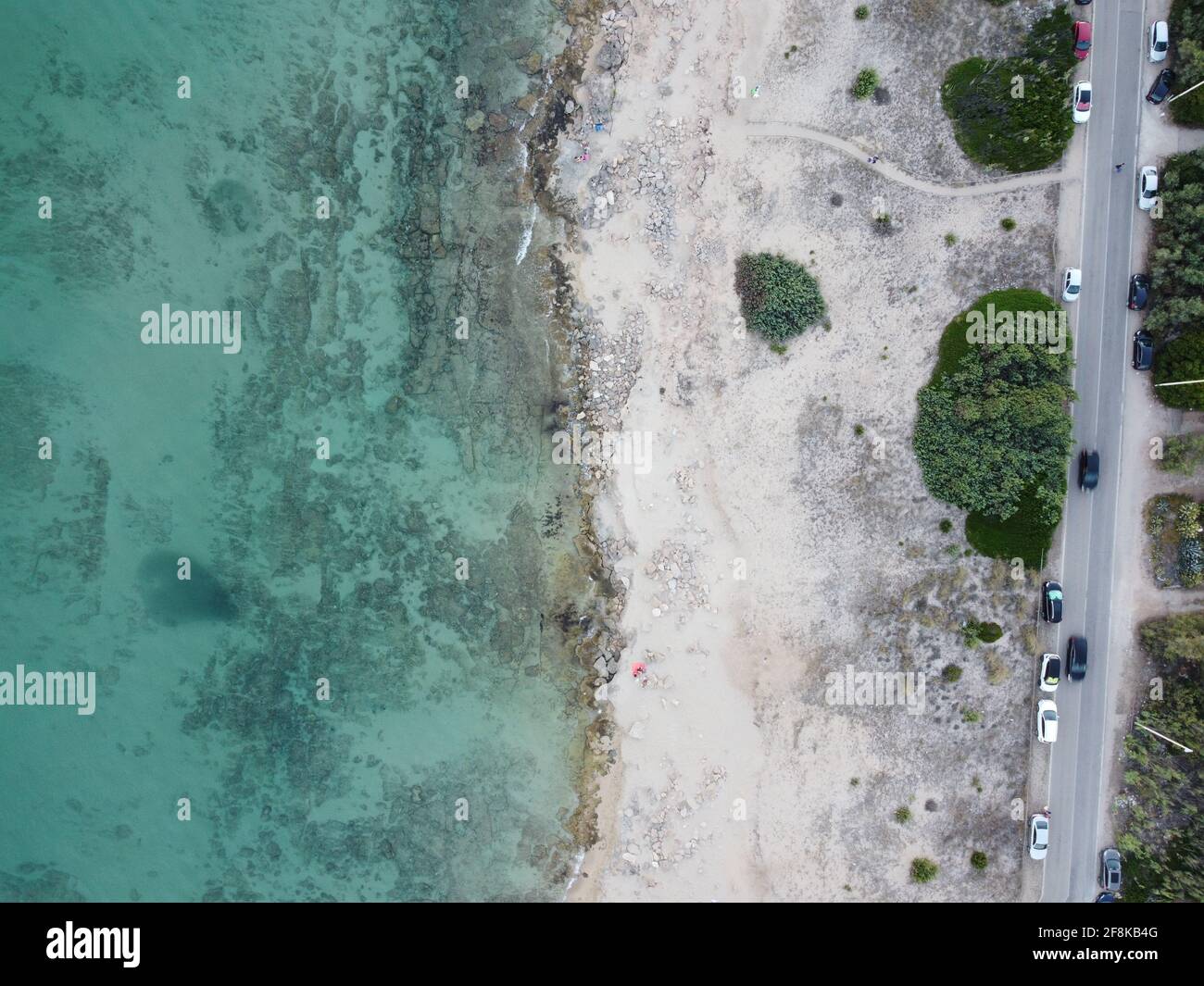 Aerial view of turquoise sea water at the beach Stock Photo - Alamy