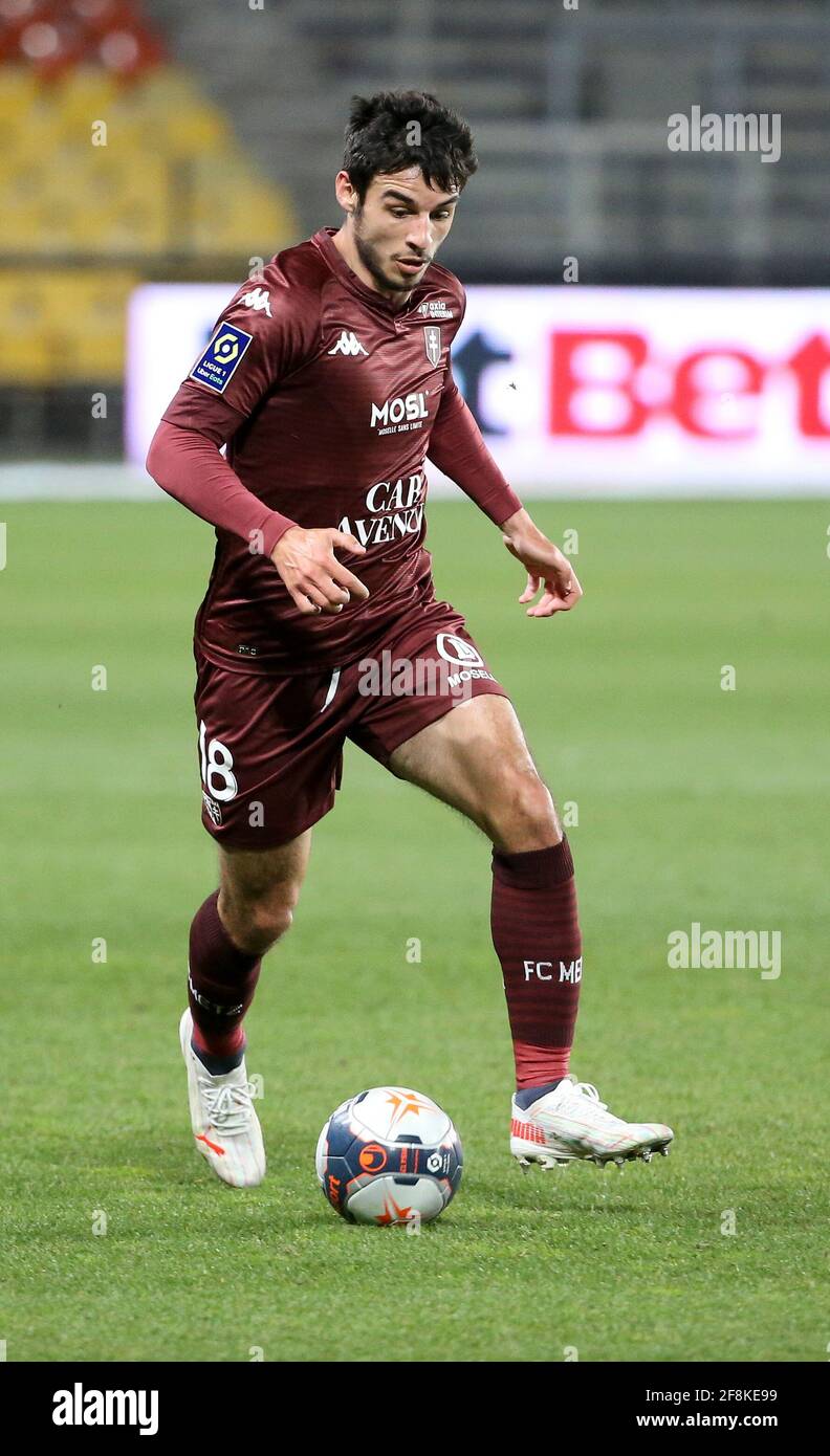Fabien Centonze of FC Metz during the French championship Ligue 1 football  match between FC Metz and Lille OSC (LOSC) on April 9, 2021 at Stade  Saint-Symphorien in Metz, France - Photo