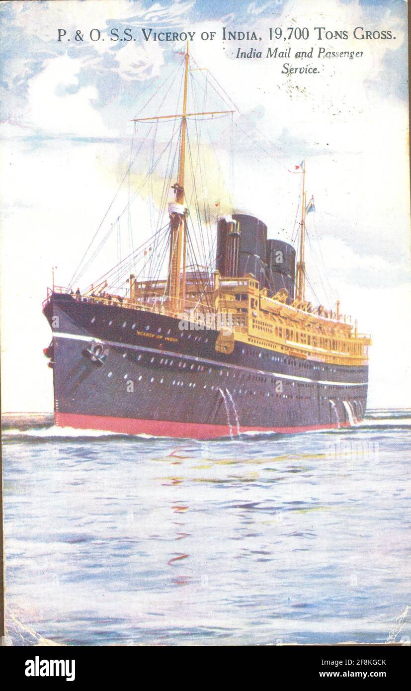 Picture postcard of  P & O S S Viceroy of India postally used 1932 Stock Photo