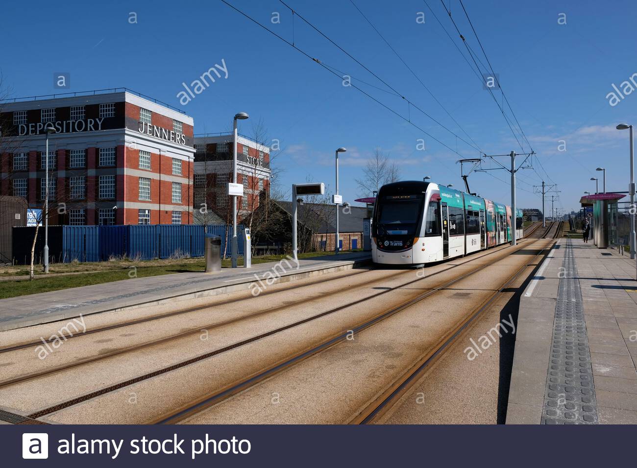 Trams at Balgreen Station Tram stop, Edinburgh, Scotland Stock Photo