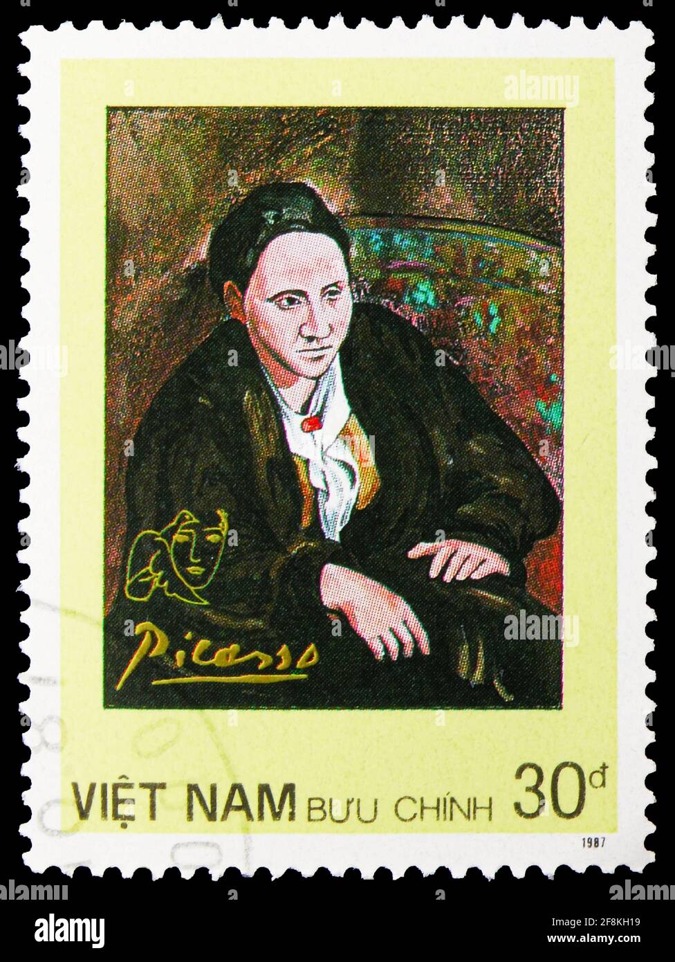 MOSCOW, RUSSIA - NOVEMBER 10, 2019: Postage stamp printed in Vietnam shows Gertrude Stein, Picasso Paintings serie, circa 1987 Stock Photo