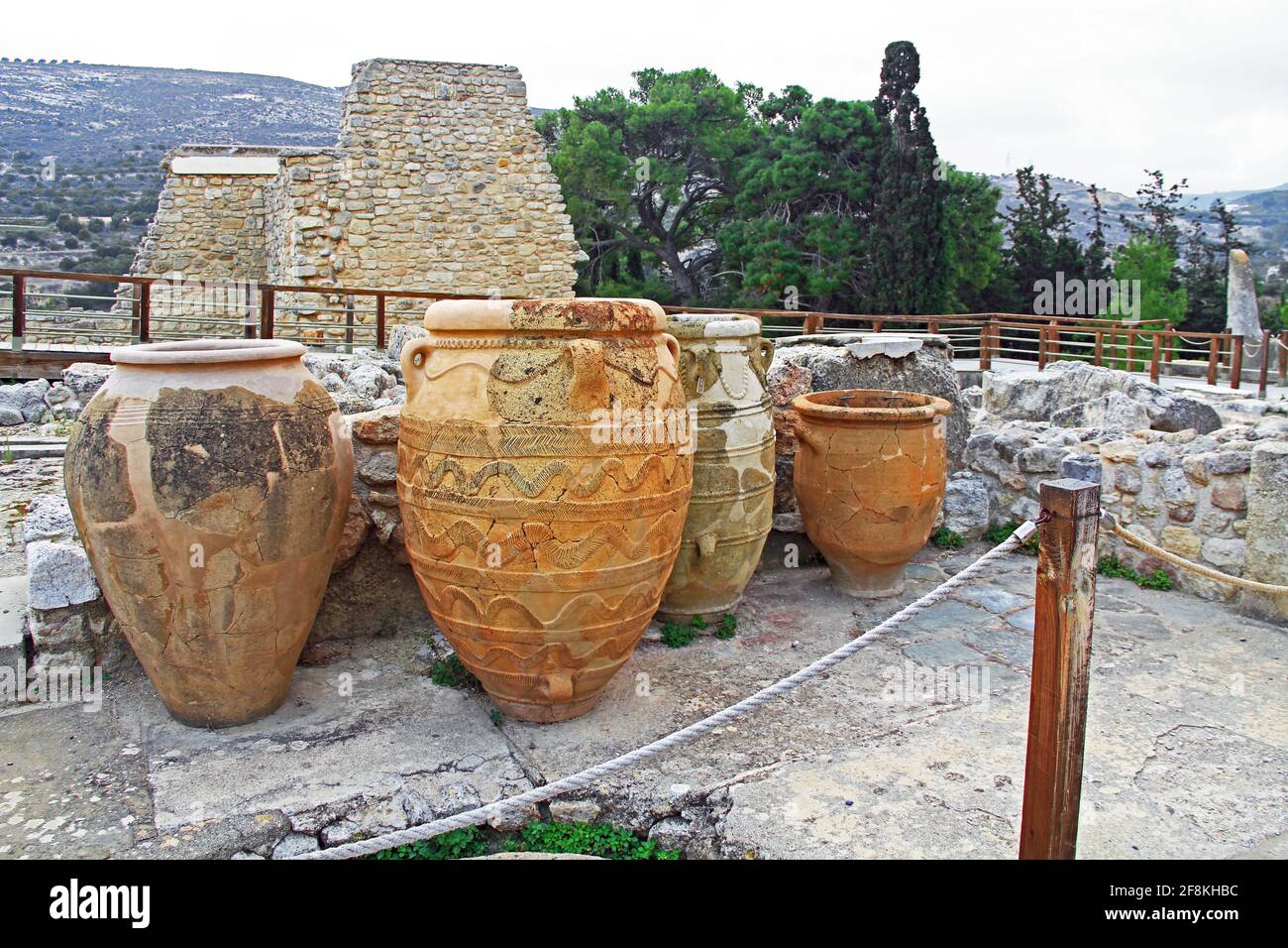 Clay Jars in The Palace of Knossos on Crete, Greece Stock Photo