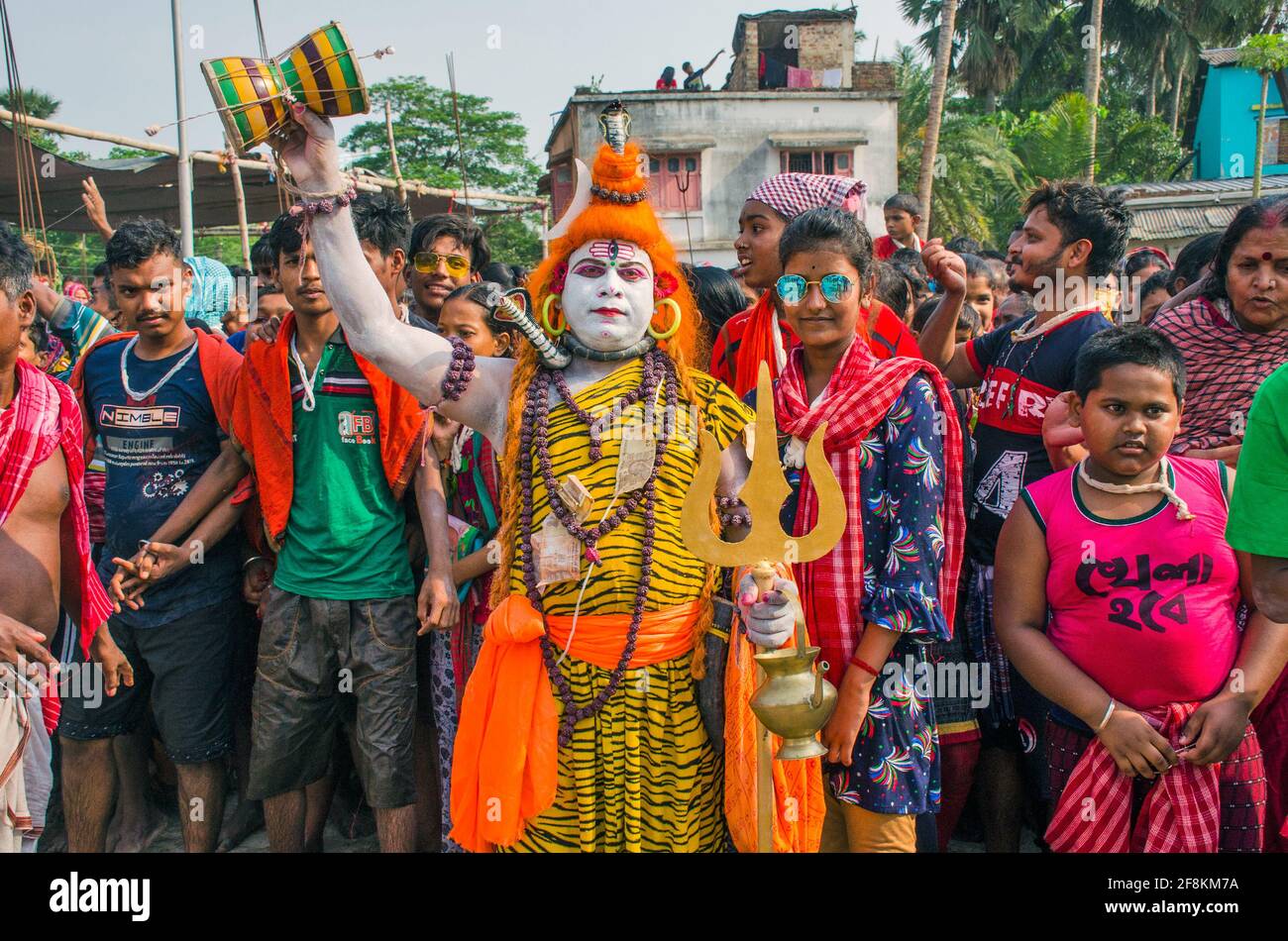 Gajan is a rural festival of Bengal. It is held at the end of the month of Chaitra in different parts of West Bengal. Stock Photo