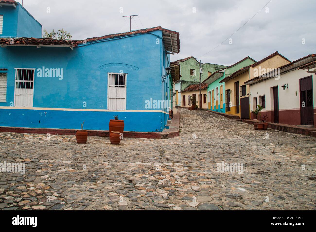 Colorful houses in Sancti Spiritus, Cuba Stock Photo