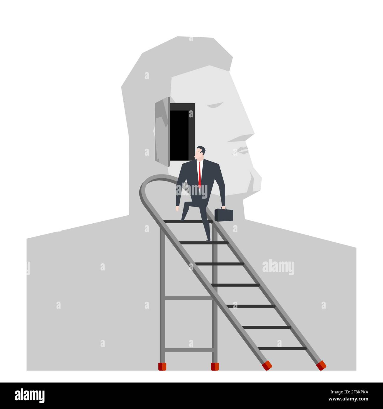Ladder to head. Self-knowledge concept. Open in my head Stock Vector
