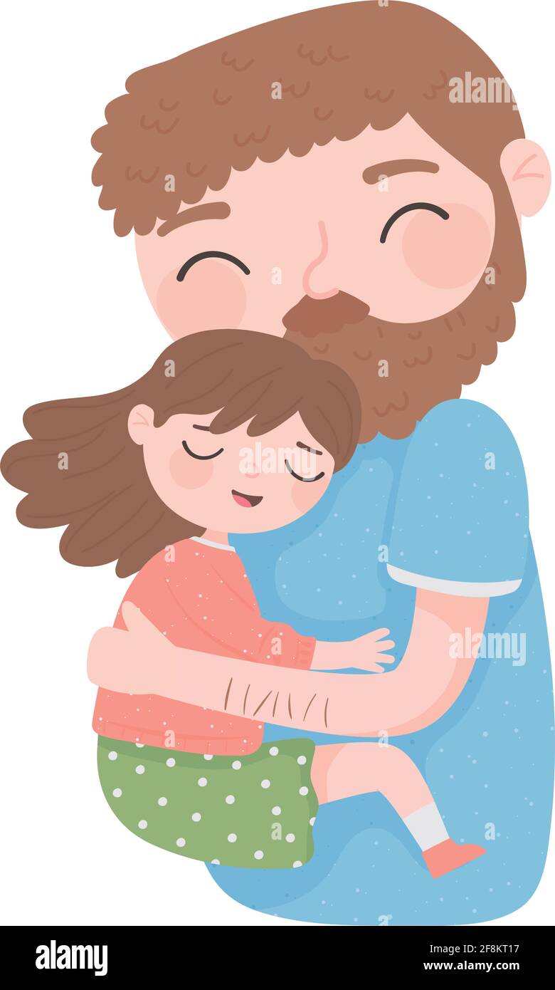 dad carrying daughter cartoon isolated Stock Vector Image & Art - Alamy