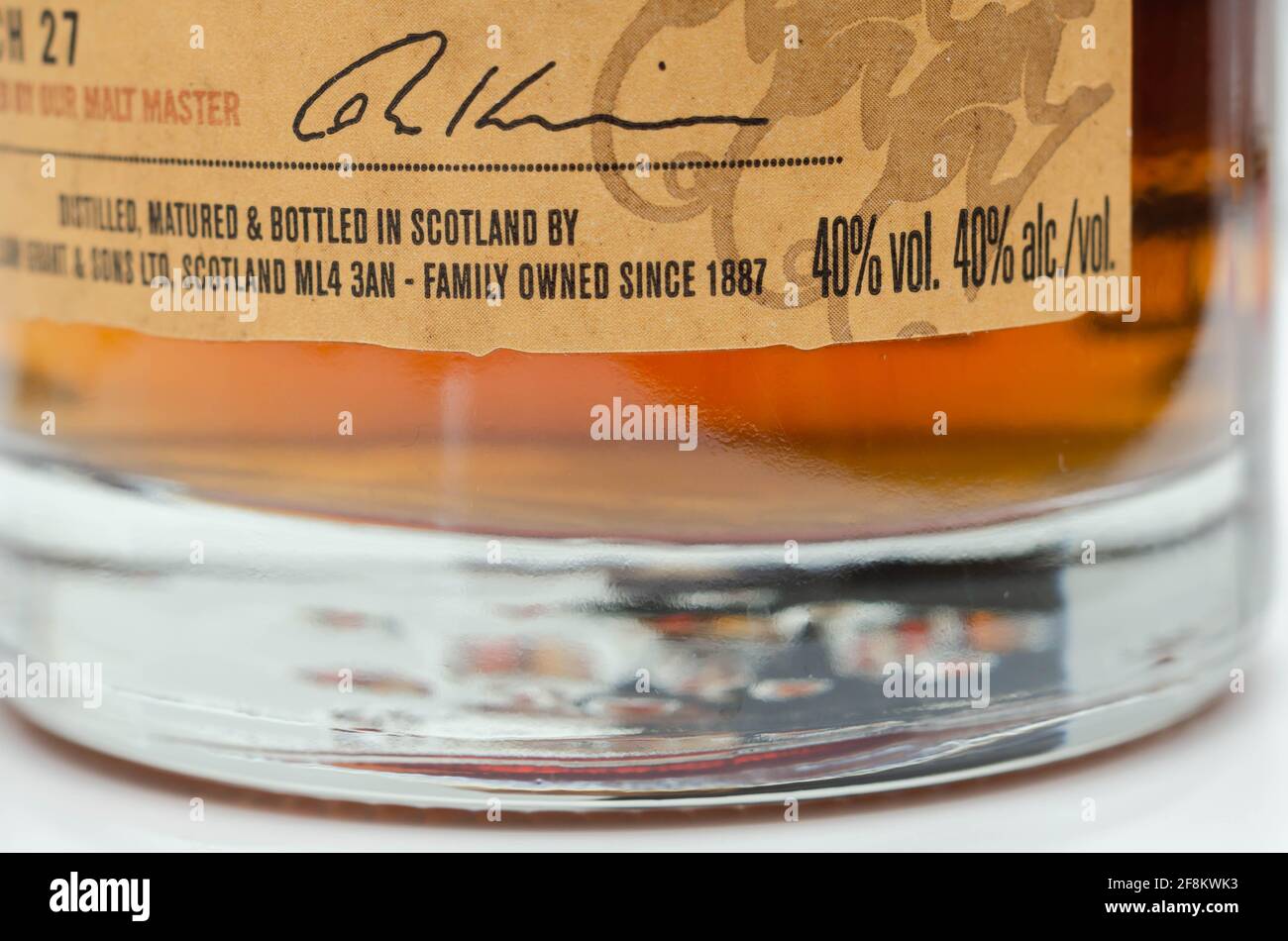LONDON, UNITED KINGDOM JANUARY 27, 2021 Closeup on the blended malt