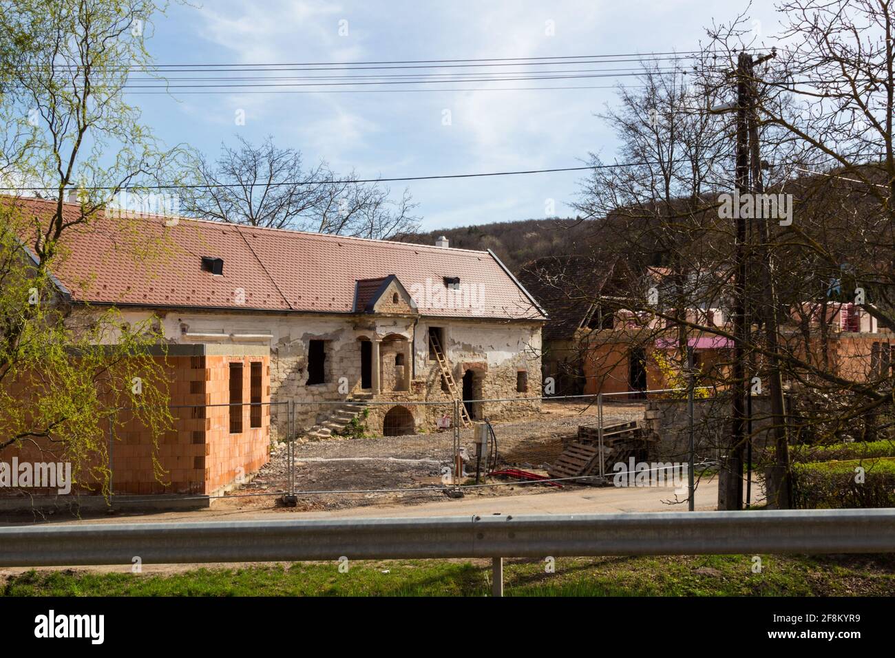 Renovating and rebuilding an old traditional rural house, construction site, Banfalva, Sopron, Hungary Stock Photo