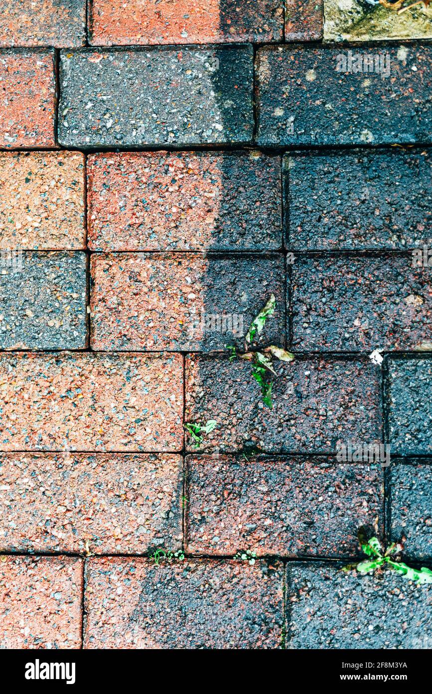 Cleaning of tiles in the garden with pressure washer Stock Photo Alamy