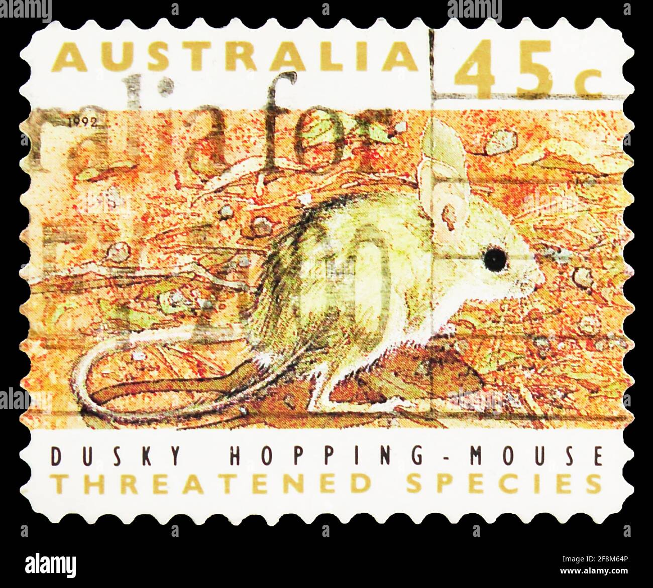 MOSCOW, RUSSIA - SEPTEMBER 30, 2019: Postage stamp printed in Australia shows Fawn Hopping Mouse (Notomys cervinus), Threatened Species serie, circa 1 Stock Photo