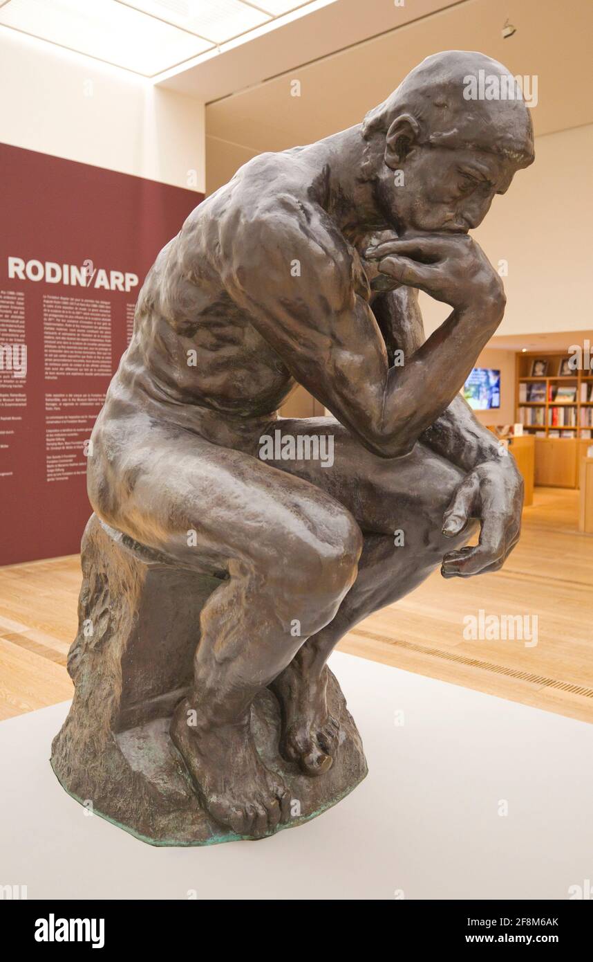 Riehen - Basel, Switzerland - April 14, 2021: Fondation Beyeler, Exhibition  Rodin/Arp from Auguste Rodin and Hans Arp. Sculpture, Skulptur, Der Denker  Stock Photo - Alamy
