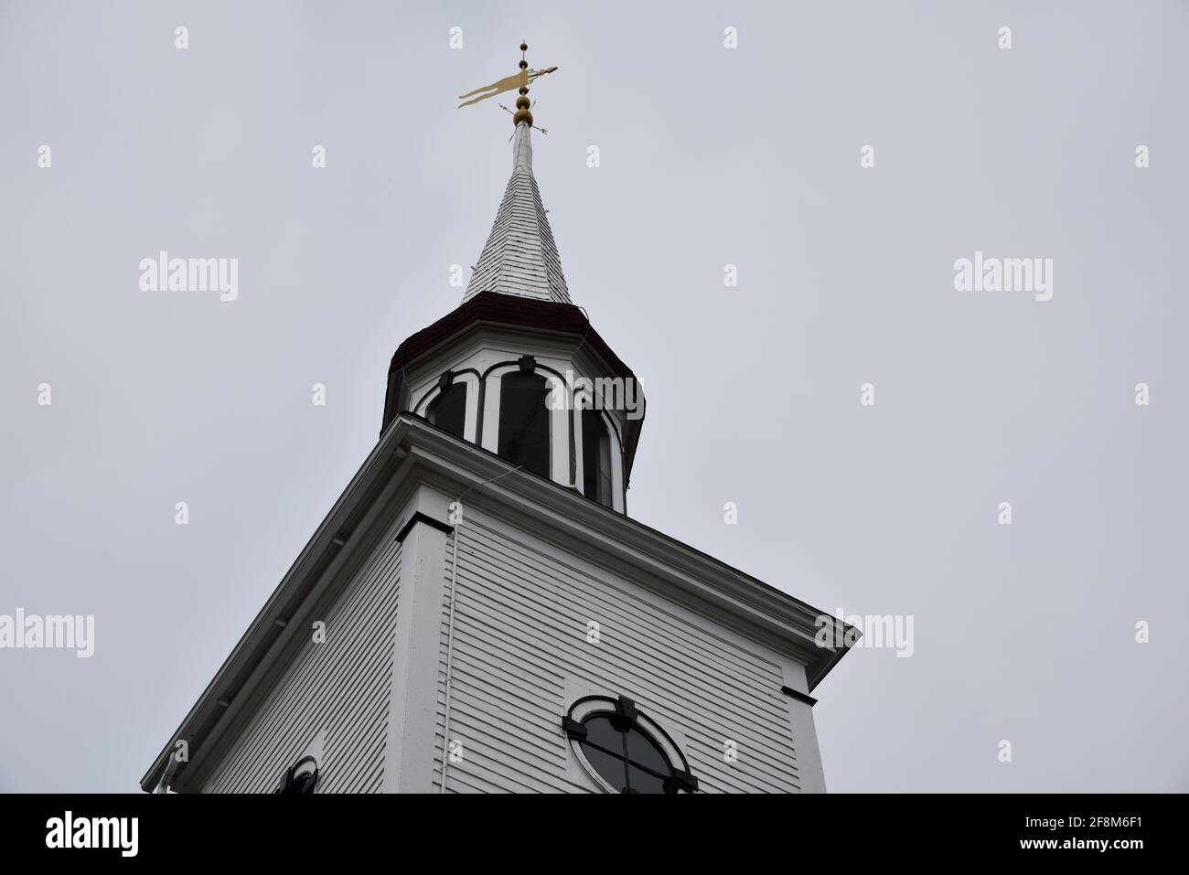 White Steeple of St. John's Anglican Church in Nova Scotia Canada established in 1793 by settlers Stock Photo